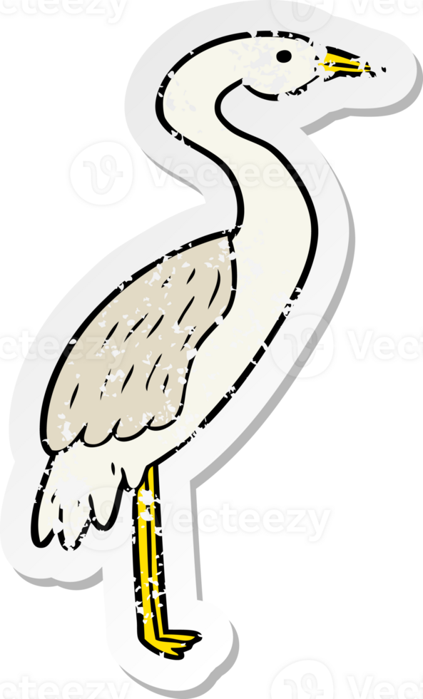 distressed sticker of a cartoon stork png