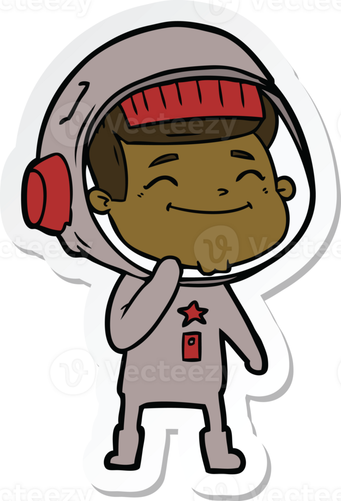 sticker of a happy cartoon astronaut png