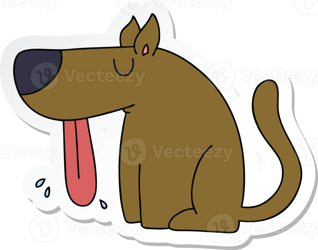sticker of a quirky hand drawn cartoon dog png