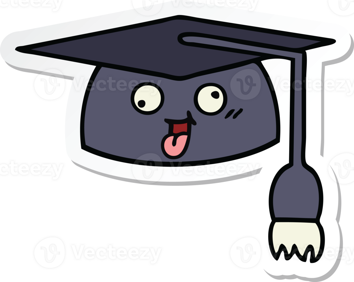 sticker of a cute cartoon graduation hat png