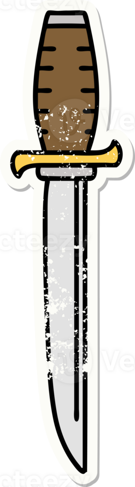distressed sticker tattoo in traditional style of a dagger png