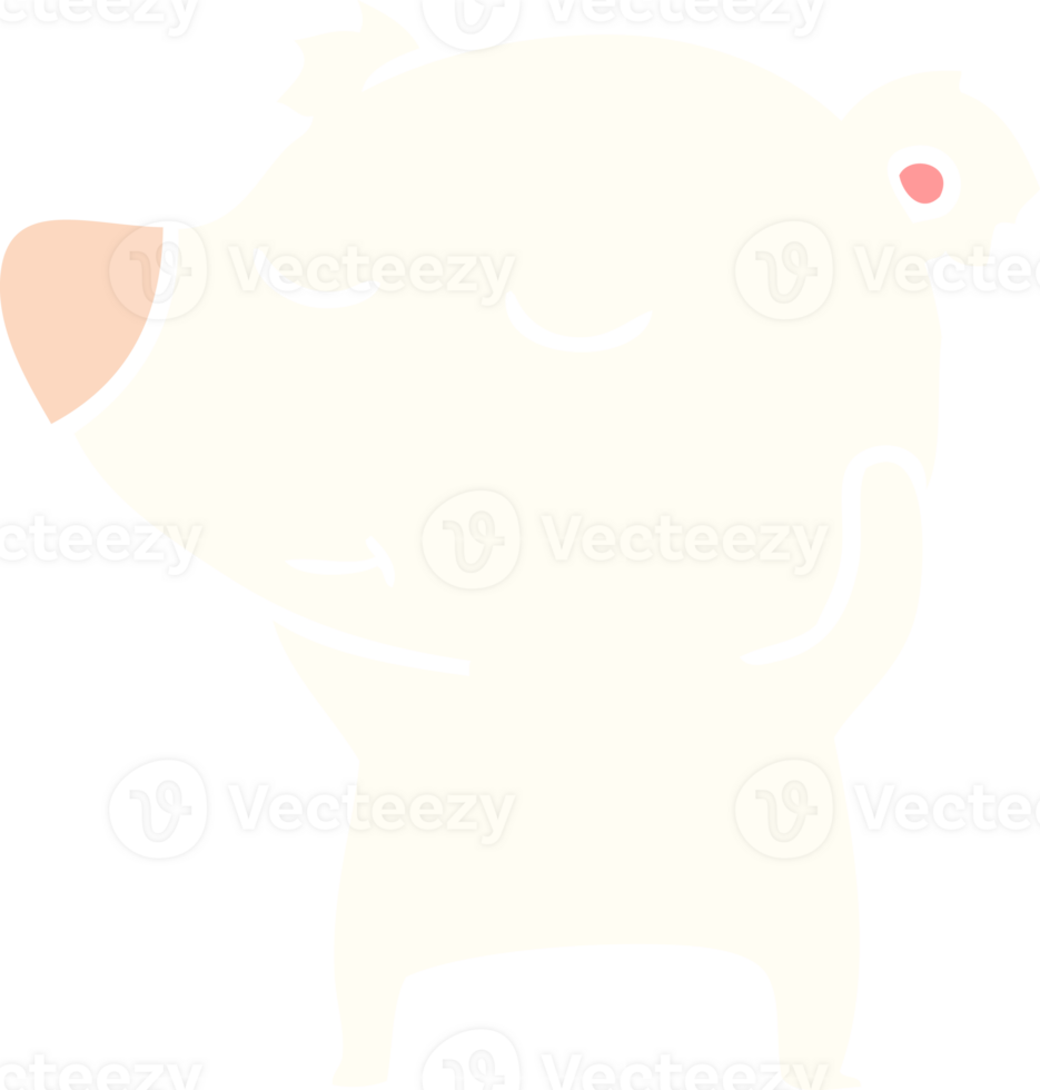 happy flat color style cartoon polar bear png