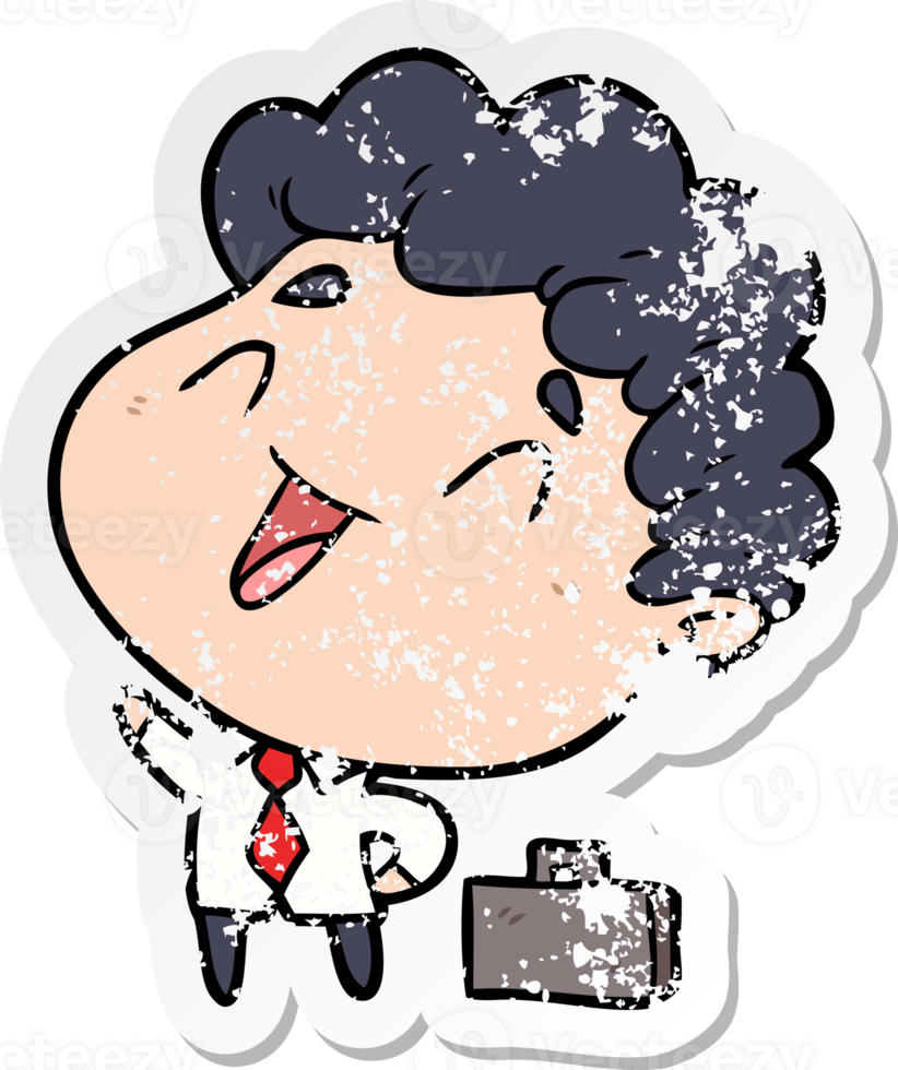 distressed sticker of a cartoon businessman png
