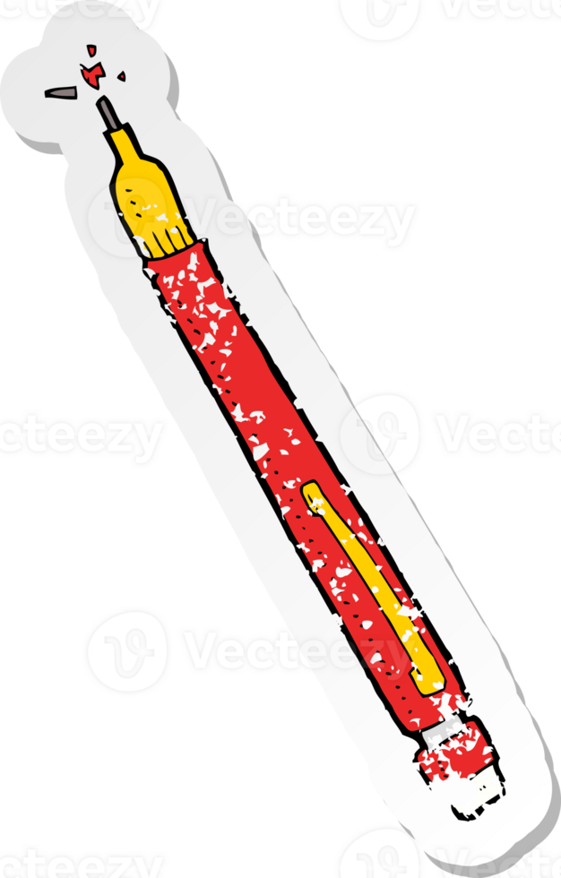pegatina retro angustiada de un lápiz de dibujos animados png