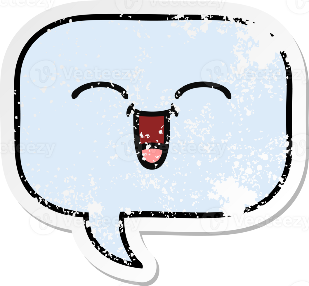 distressed sticker of a cute cartoon speech bubble png
