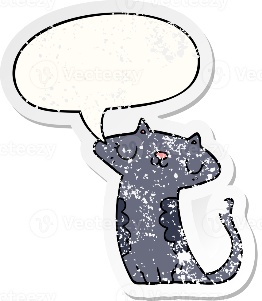 cartoon cat with speech bubble distressed distressed old sticker png