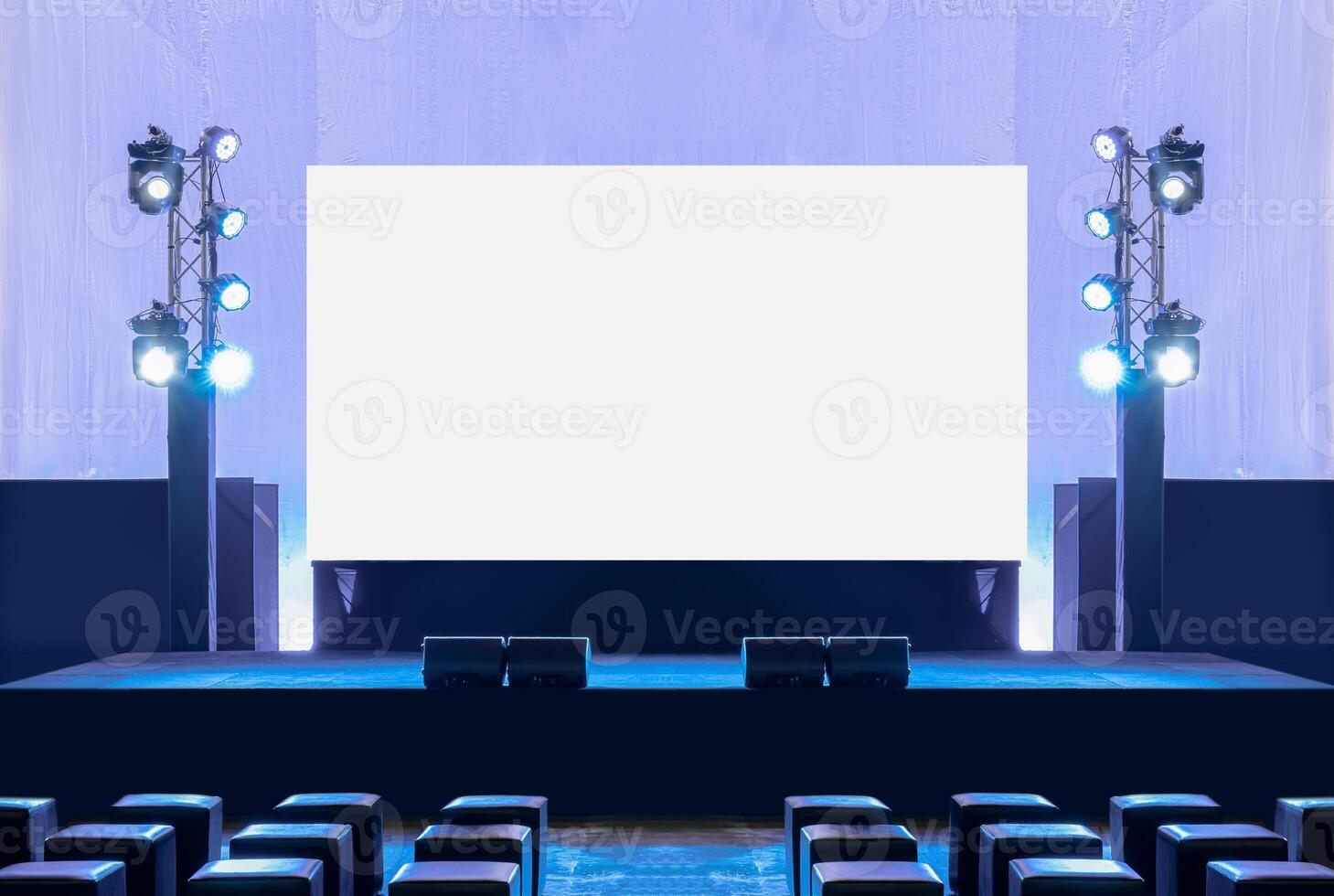 White screen display on stage at business presentation exhibition photo
