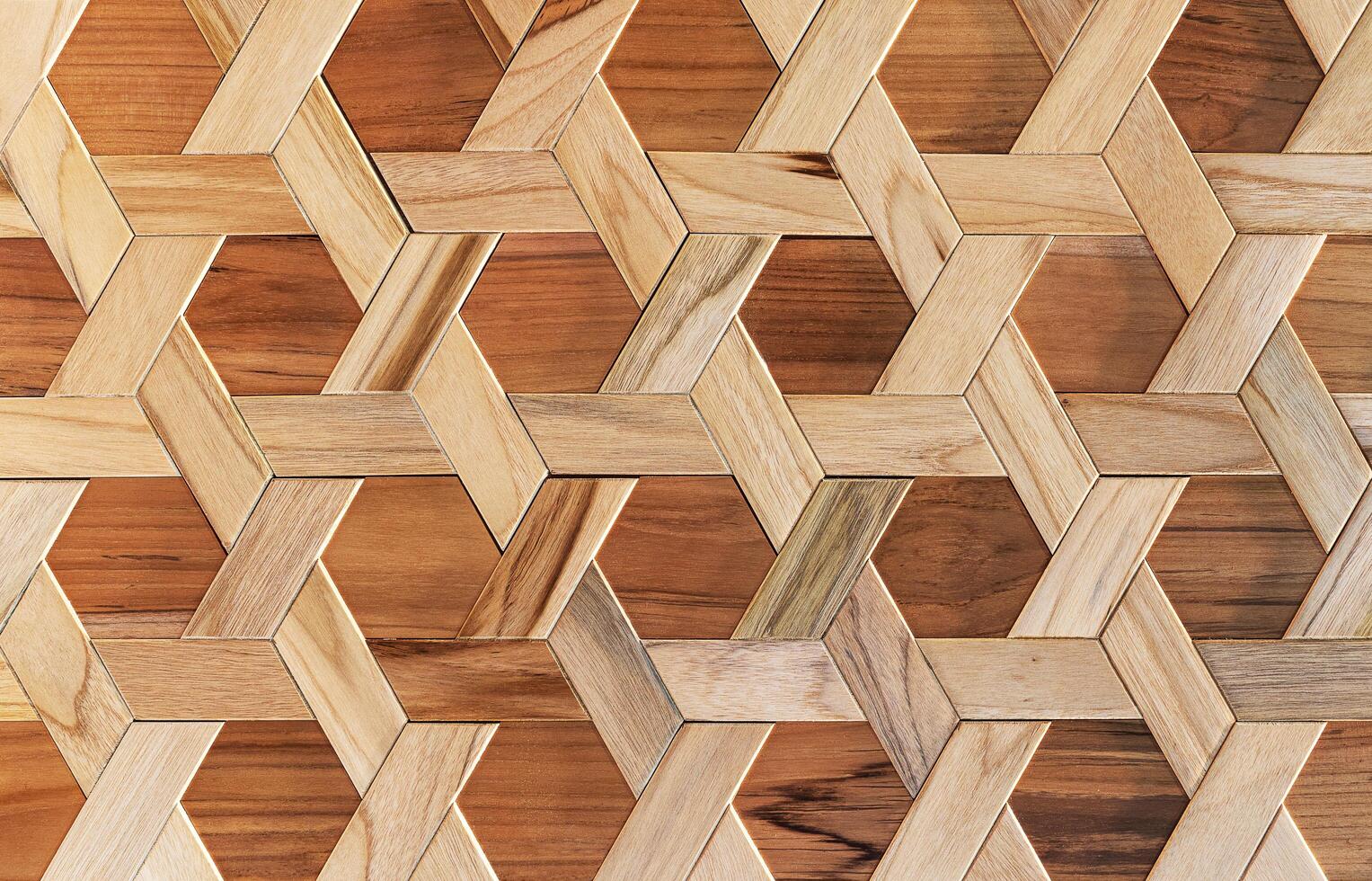 Texture wooden hexagon pattern wall background photo