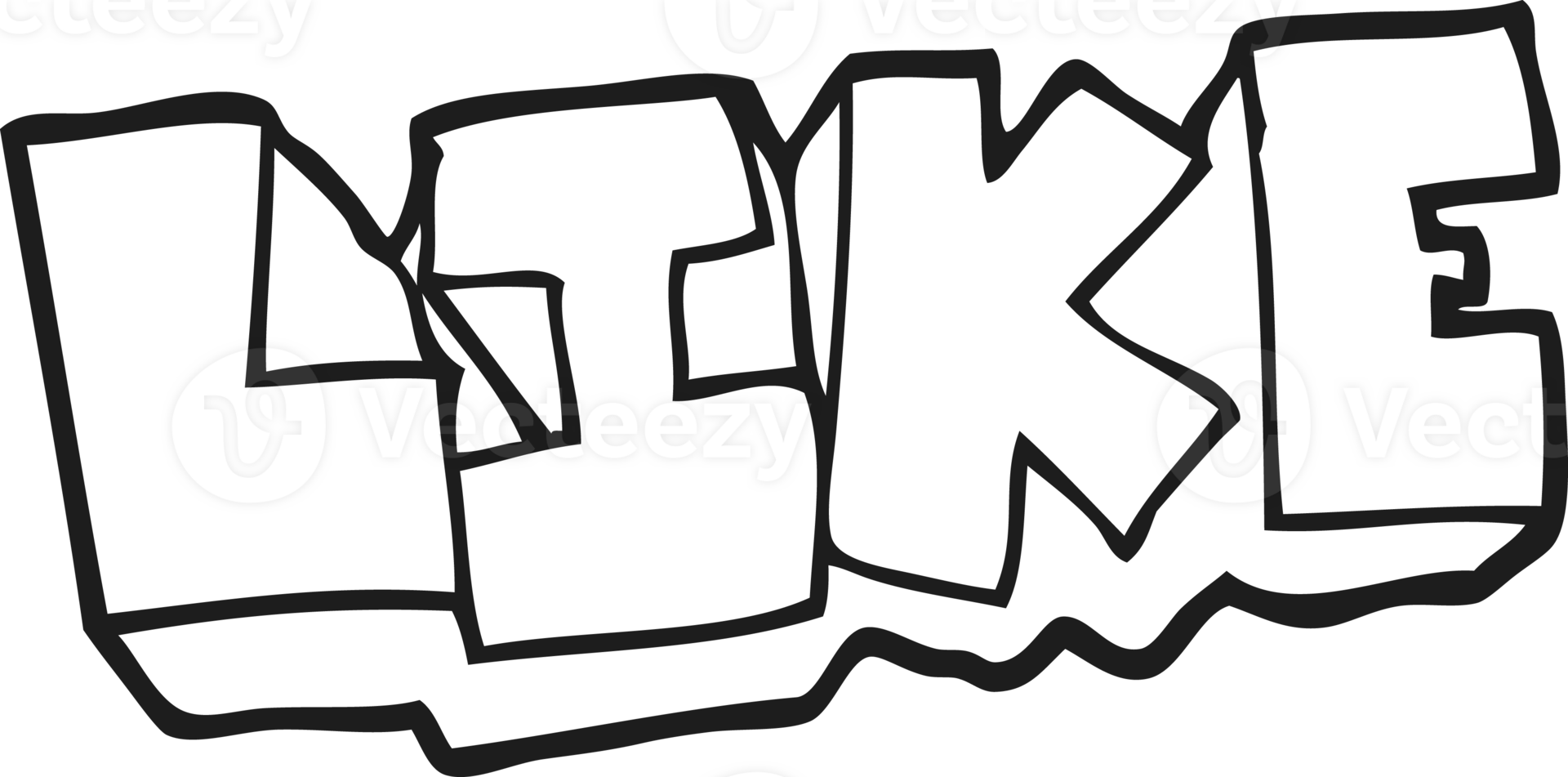 hand drawn black and white cartoon word like png