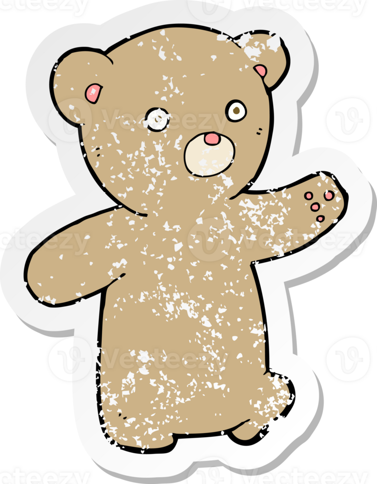 retro distressed sticker of a cartoon teddy bear png