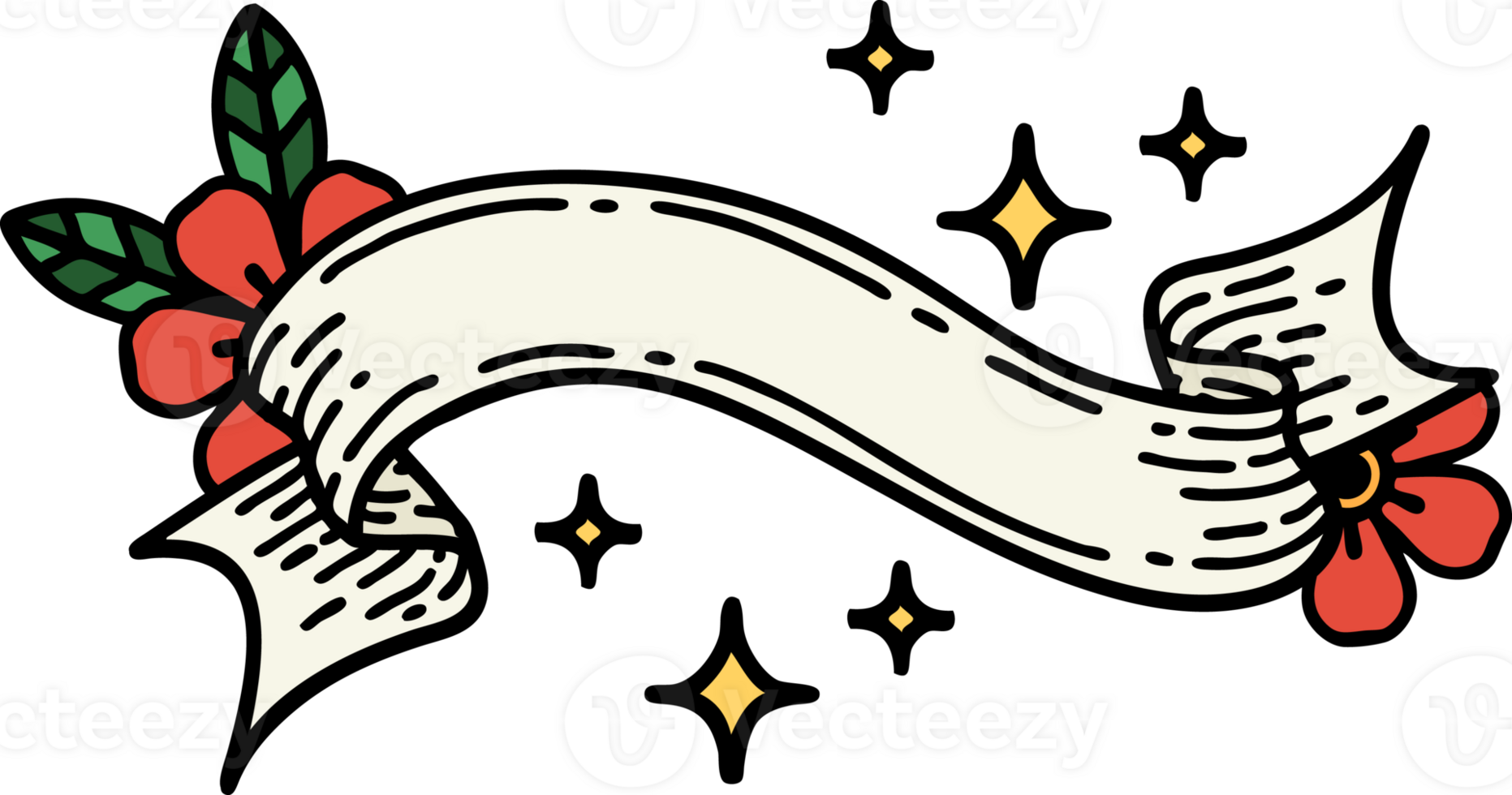 traditional tattoo with banner of a stars png