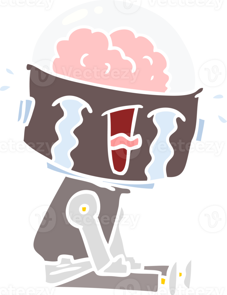 flat color style cartoon crying robot png
