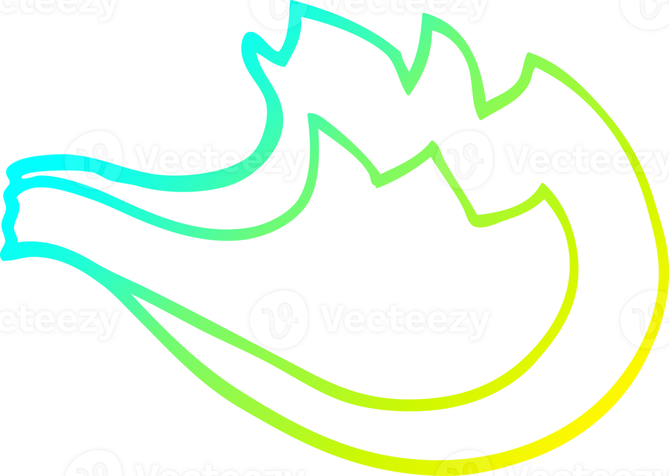 cold gradient line drawing of a cartoon flame png