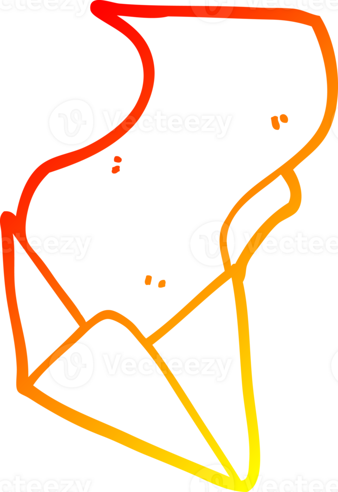 warm gradient line drawing of a cartoon letter and envelope png