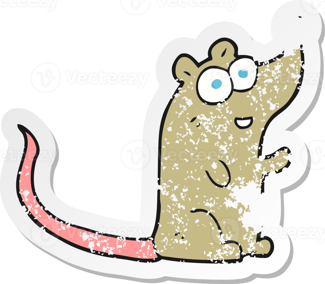 retro distressed sticker of a cartoon mouse png