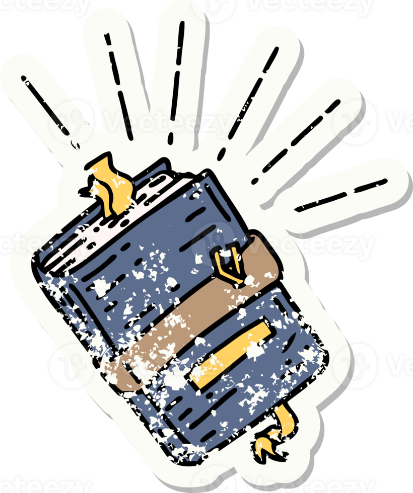 worn old sticker of a tattoo style old bound notebook png