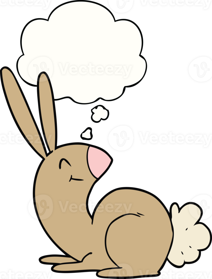 cute cartoon rabbit with thought bubble png