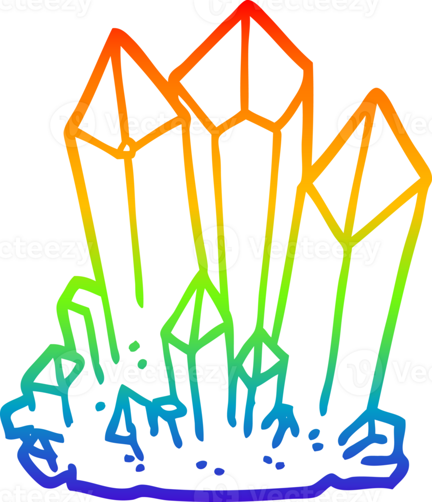 rainbow gradient line drawing of a cartoon natural crystals png