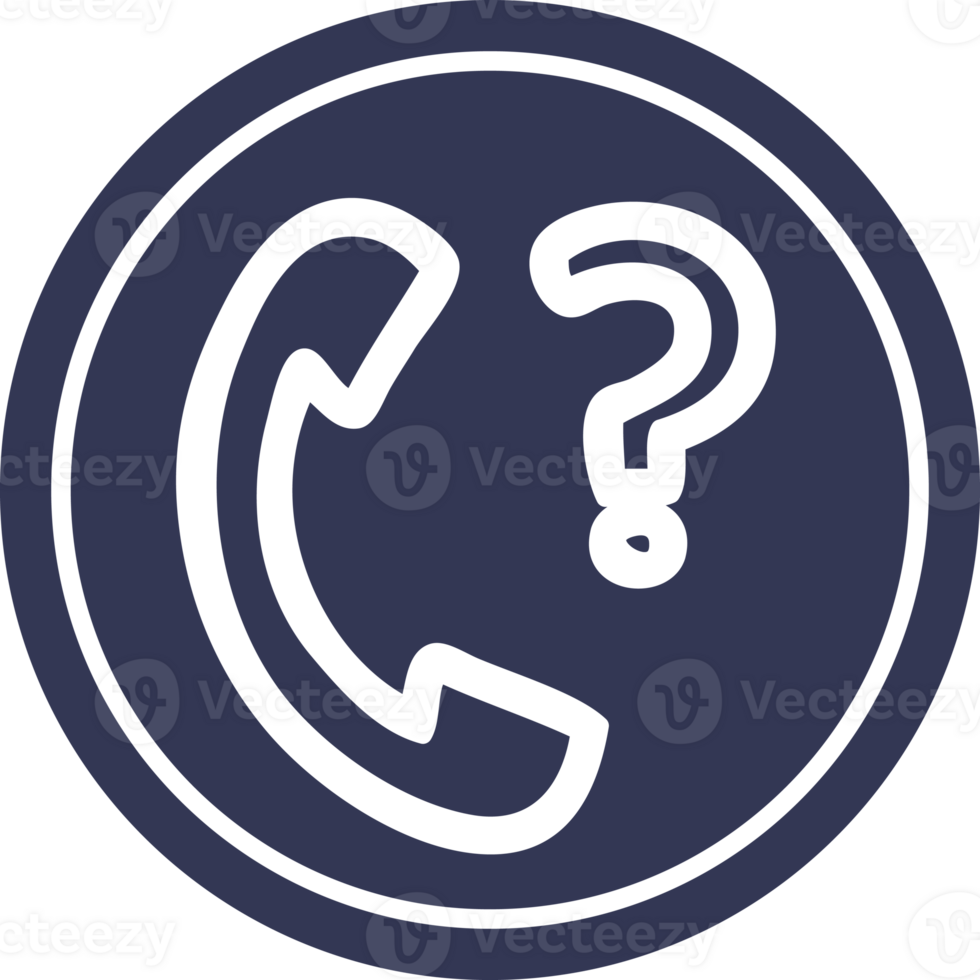 telephone handset with question mark circular icon symbol png