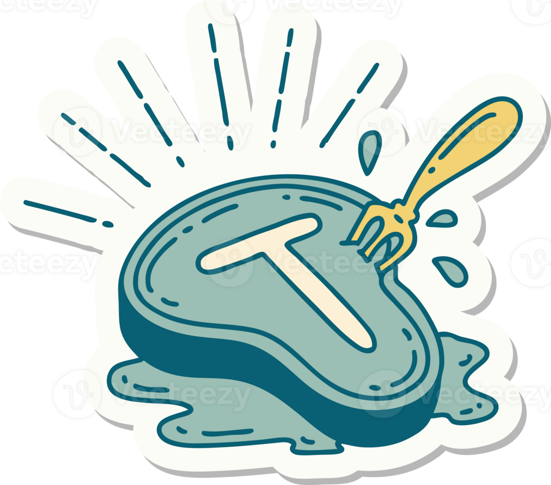 sticker of a tattoo style steak and fork png