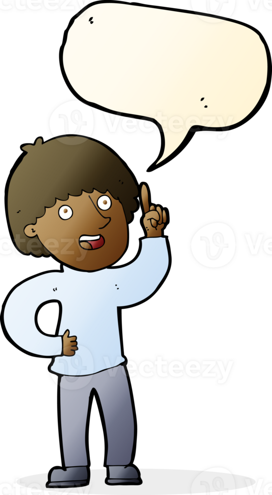 cartoon man with idea with speech bubble png
