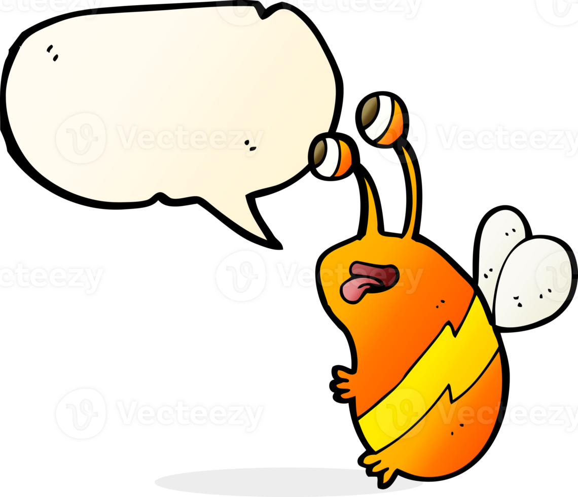 cartoon funny bee with speech bubble png