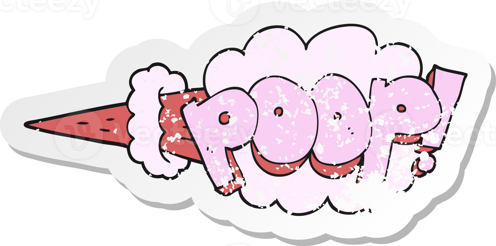 retro distressed sticker of a cartoon poop explosion png