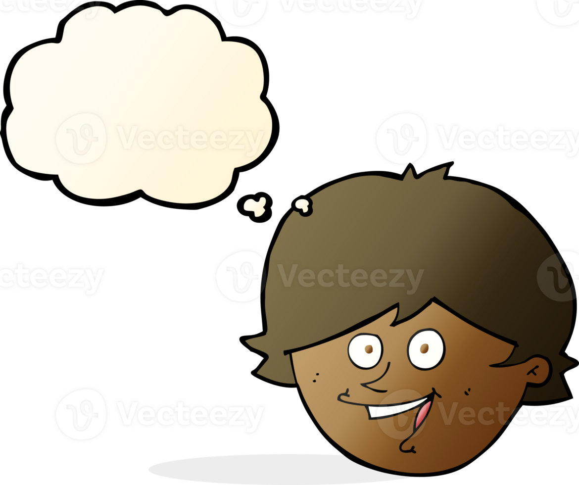 cartoon happy boy face with thought bubble png