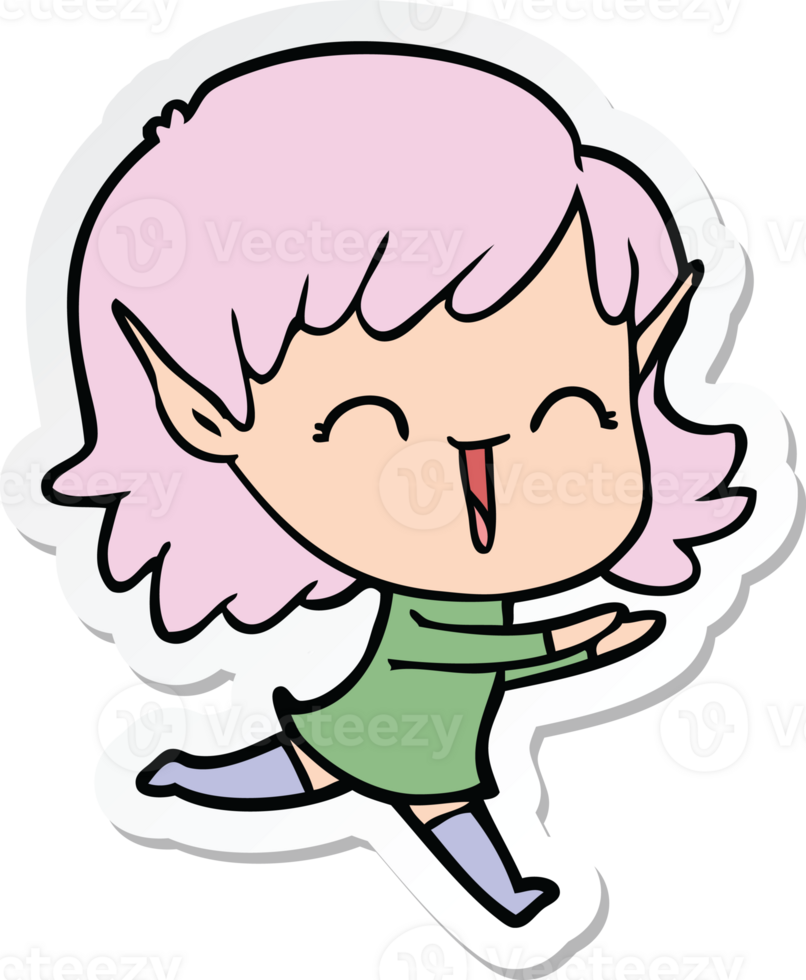sticker of a cartoon elf girl png