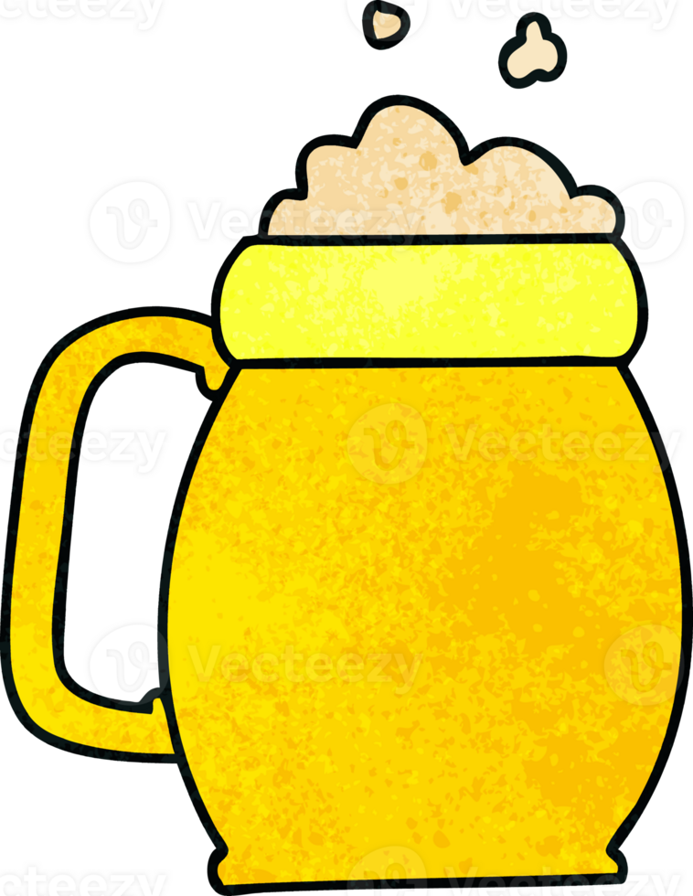 hand drawn quirky cartoon pint of beer png