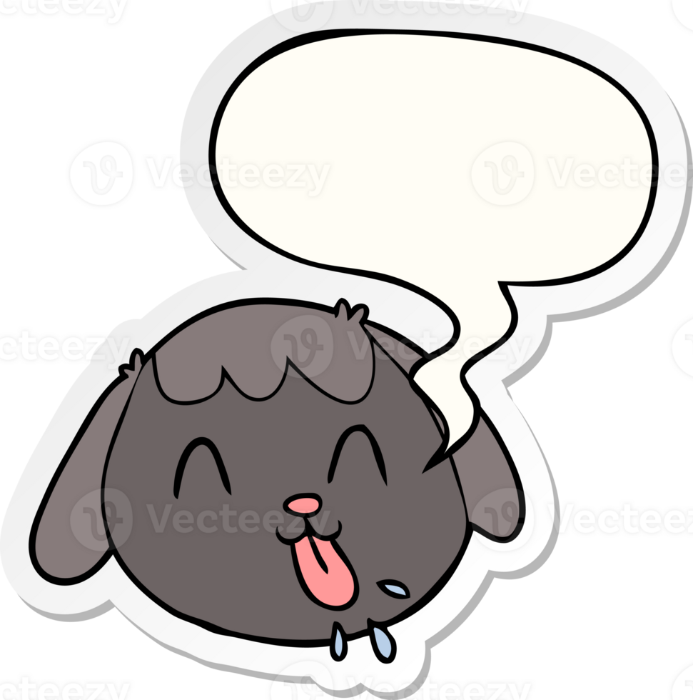 cartoon dog face with speech bubble sticker png