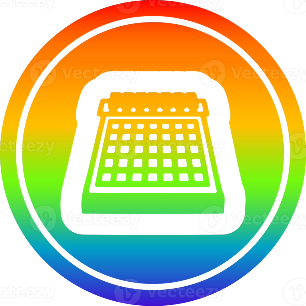 monatlich Kalender kreisförmig Symbol mit Regenbogen Gradient Fertig png