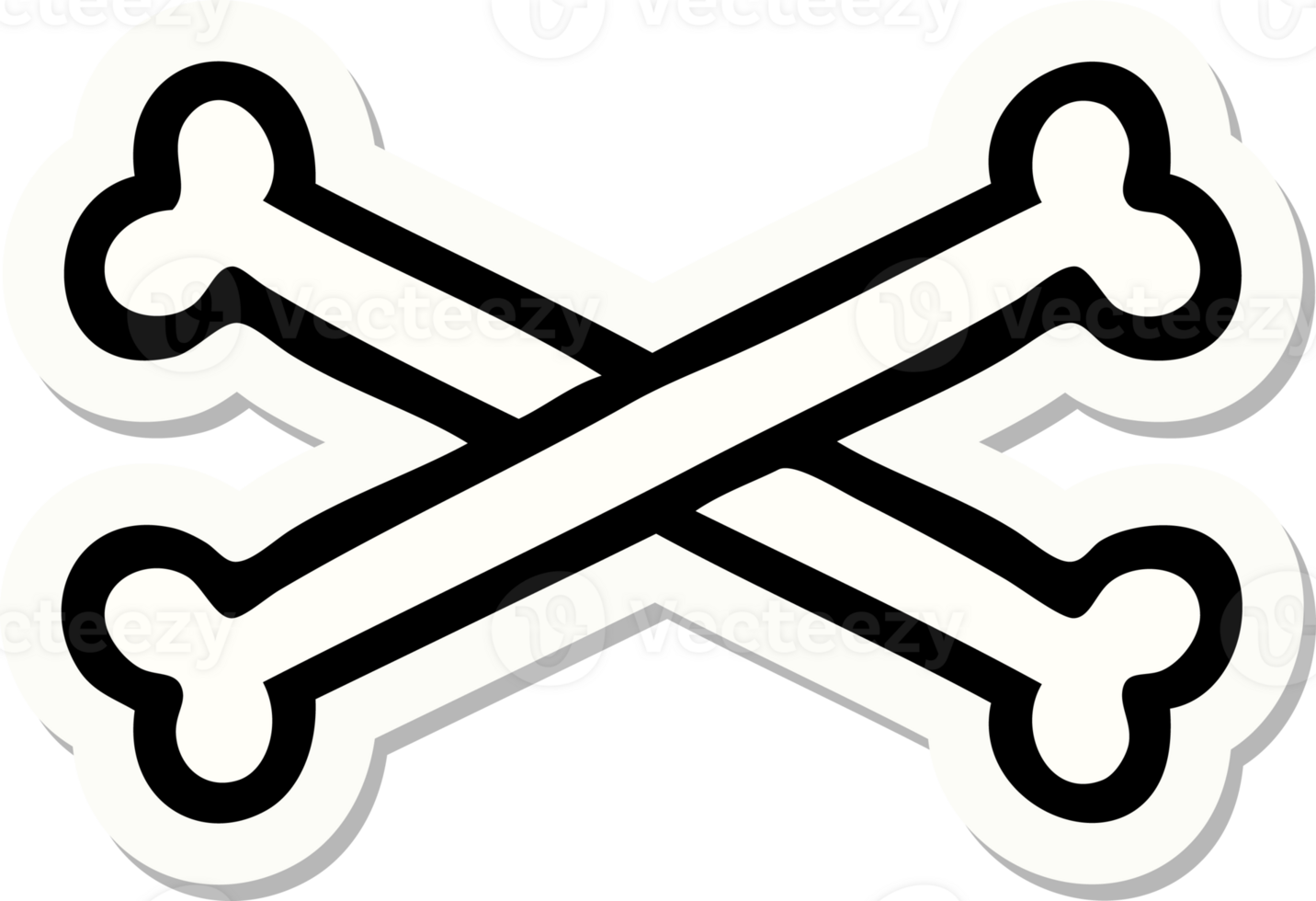 sticker of tattoo in traditional style of cross bones png