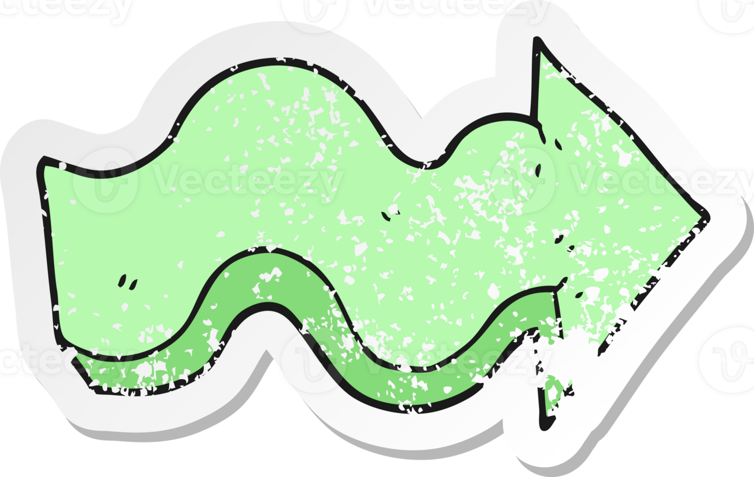 retro distressed sticker of a cartoon arrow png