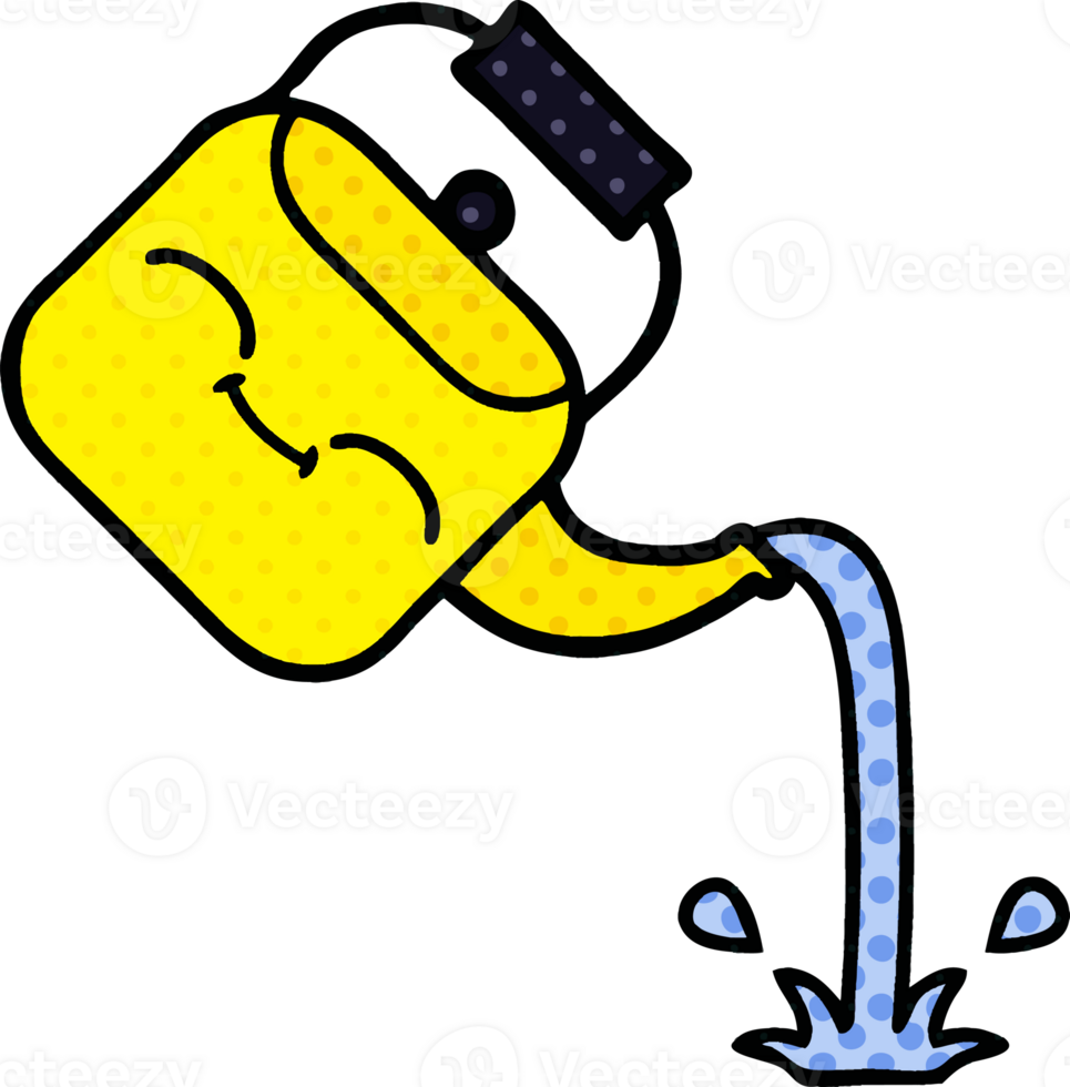 comic book style cartoon of a pouring kettle png