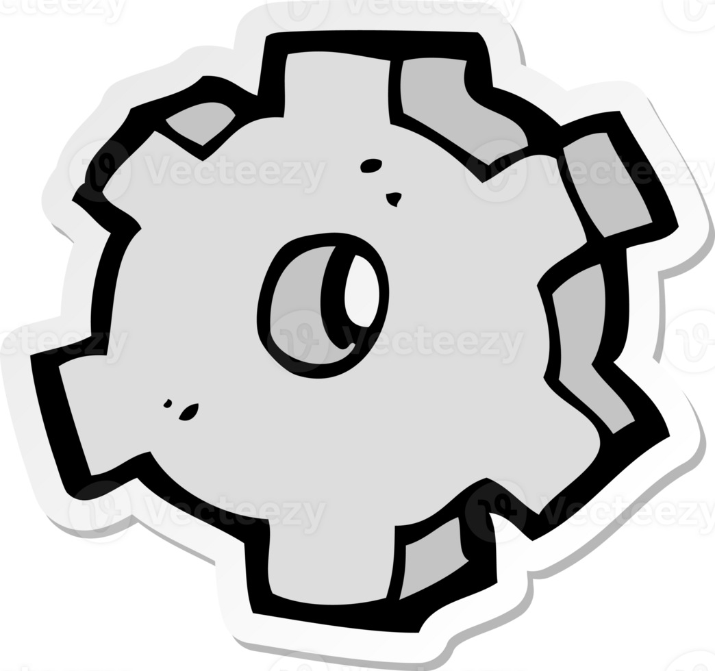 adesivo di un simbolo di ingranaggio dei cartoni animati png