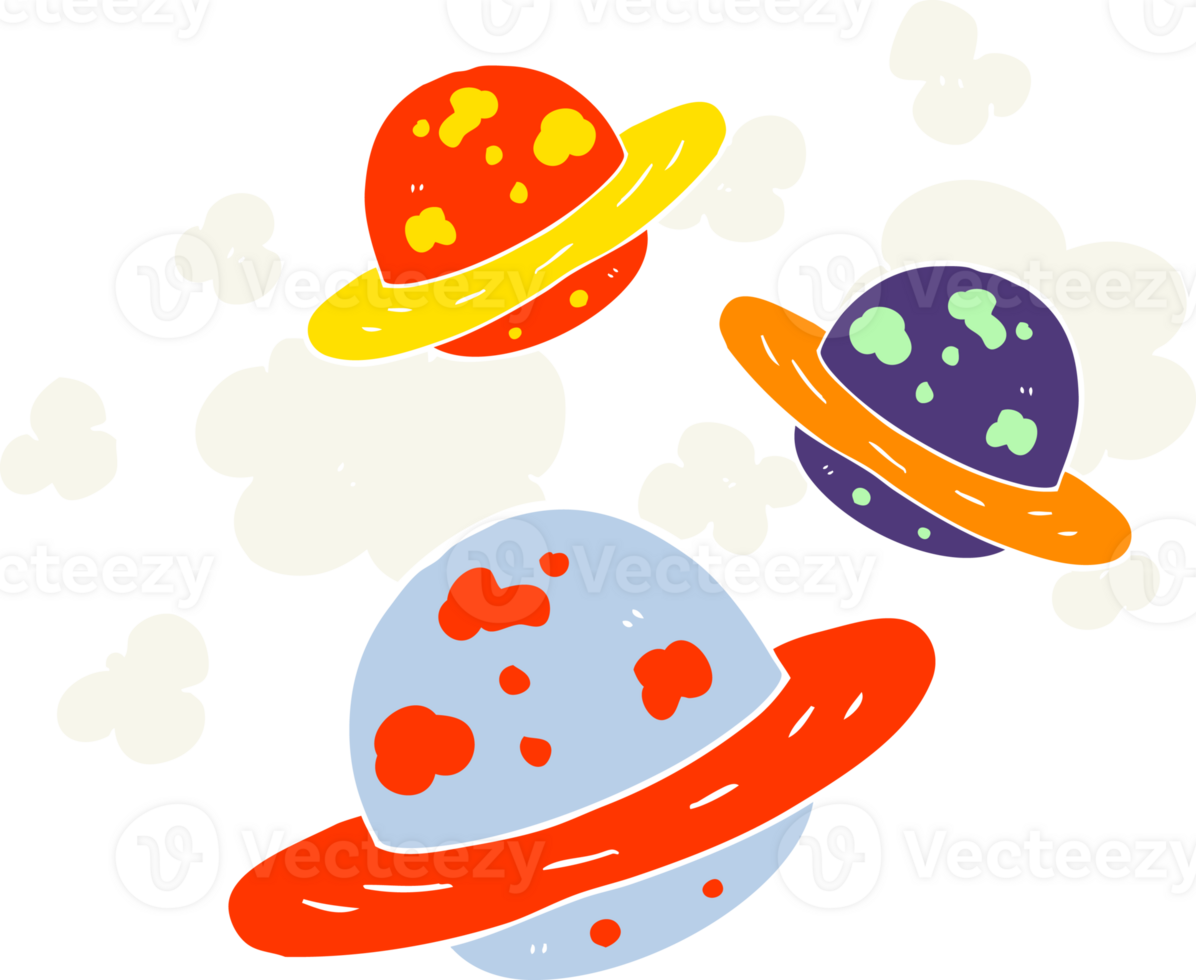 flat color illustration of planets png