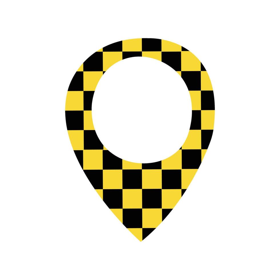 Taxi app isolated location icon. Yellow car style map point for driver vector