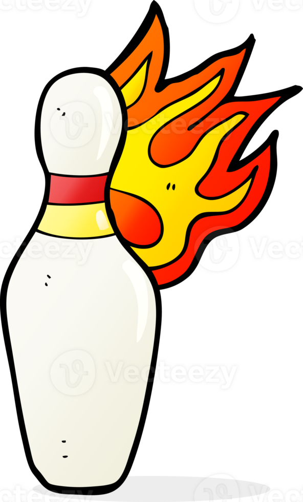 cartoon ten pin bowling skittle on fire png