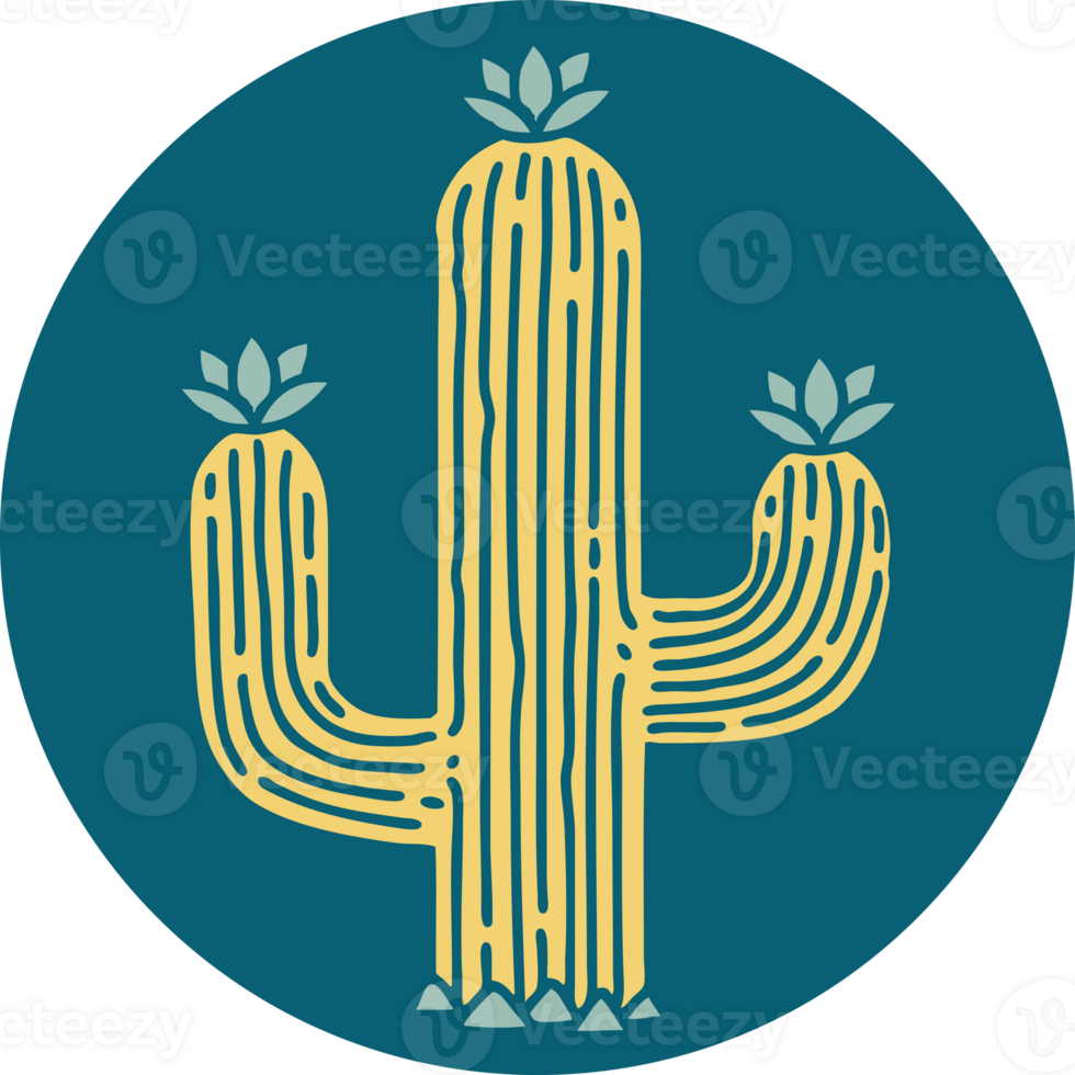 iconic tattoo style image of a cactus png