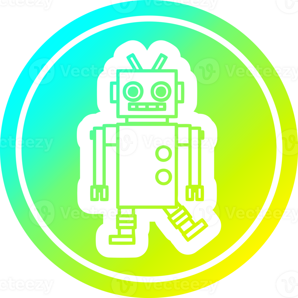 dancing robot circular icon with cool gradient finish png