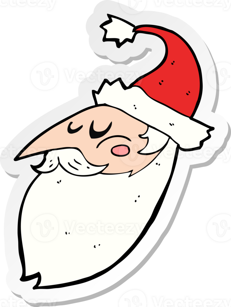 sticker of a cartoon santa face png