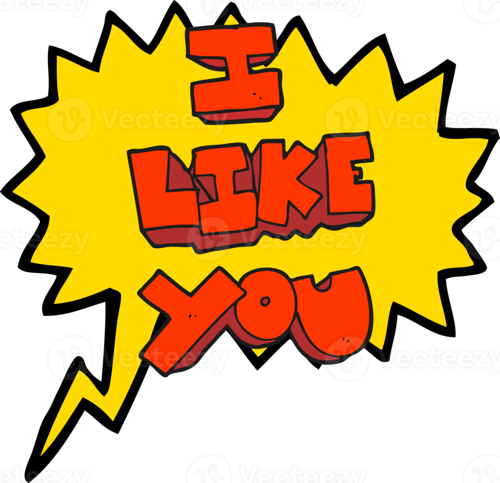 I like you  hand drawn speech bubble cartoon symbol png