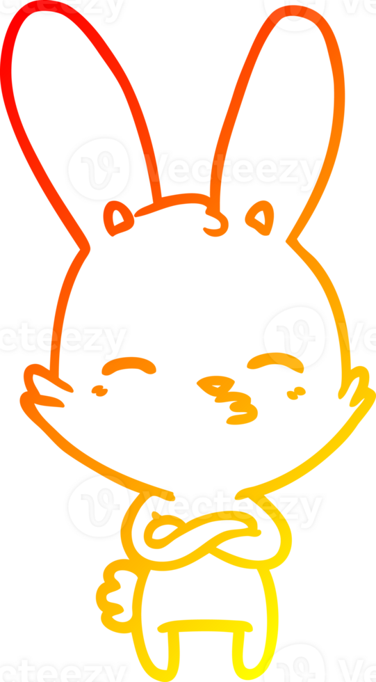 warm gradient line drawing of a curious bunny cartoon png
