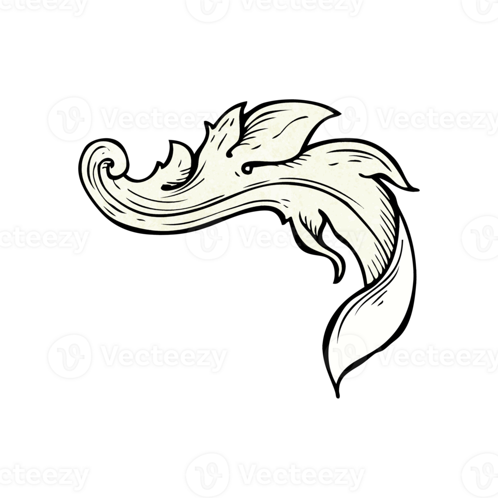 cartoon traditional hand drawn floral swirl png