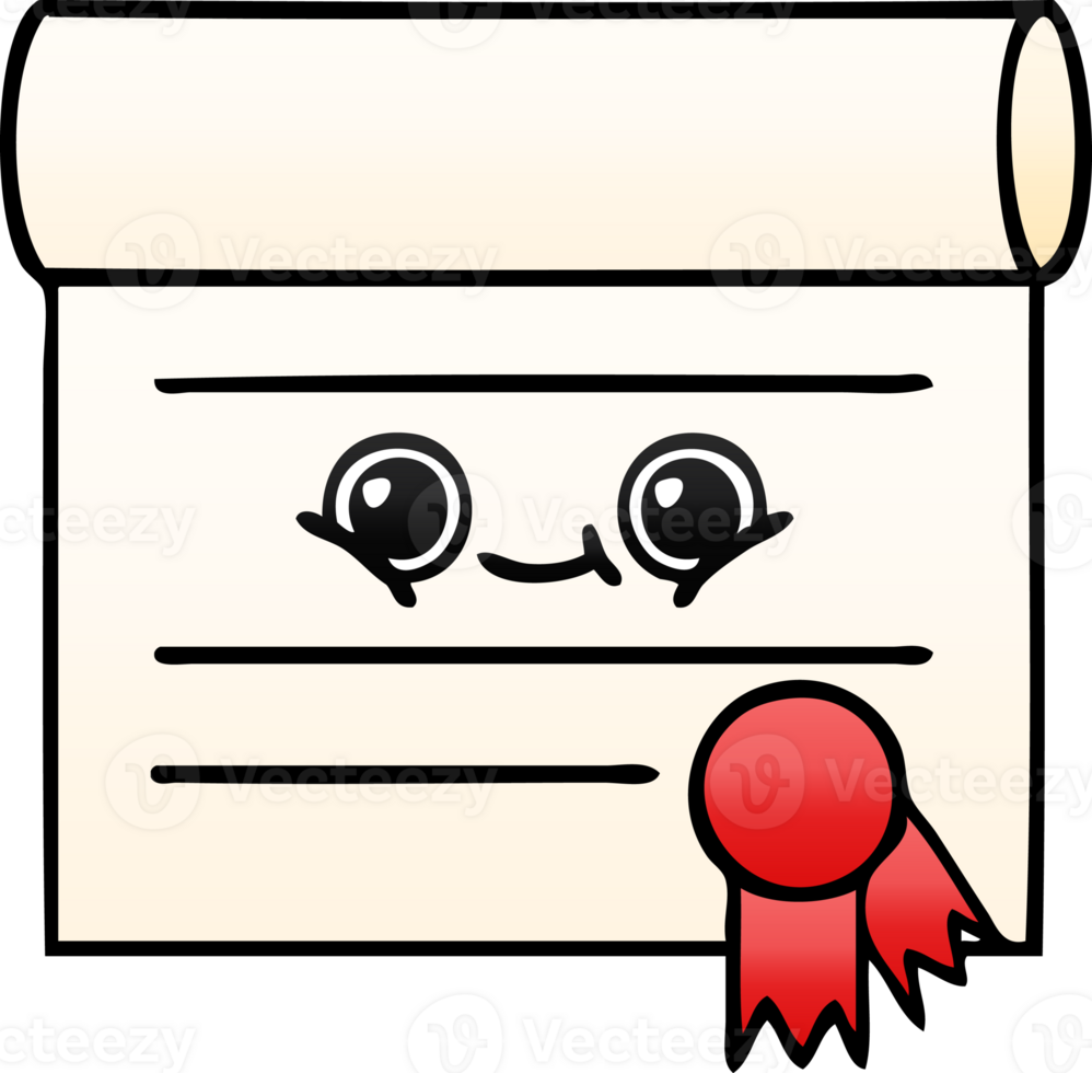 gradient shaded cartoon of a certificate png