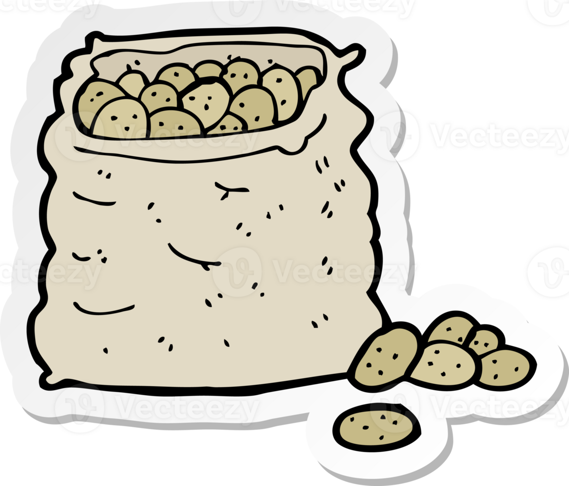 sticker of a cartoon sack of potatoes png