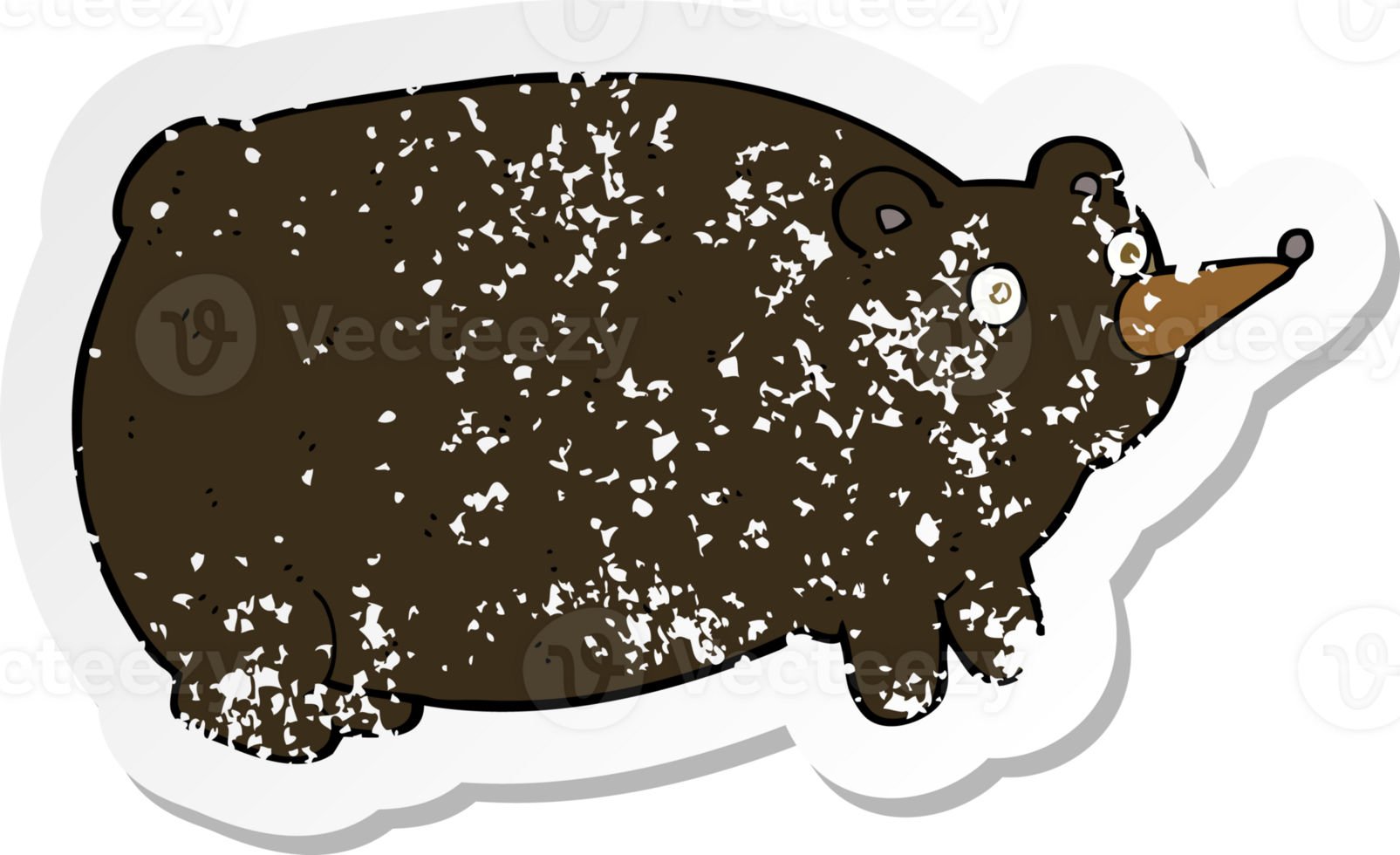 retro distressed sticker of a funny cartoon bear png
