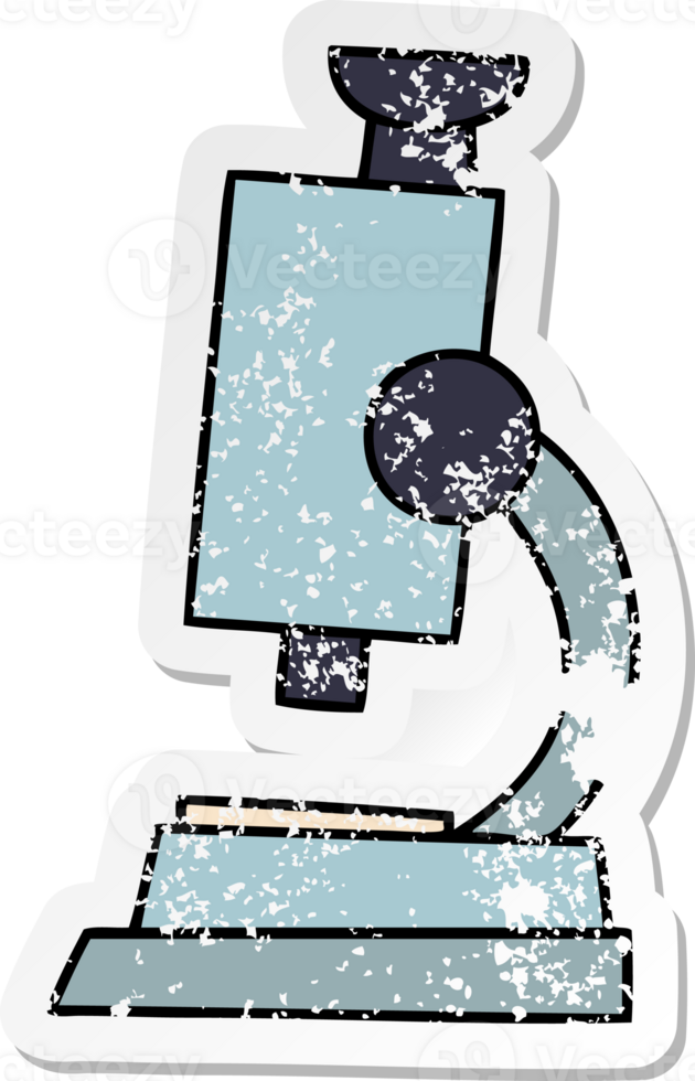 distressed sticker of a cute cartoon science microscope png