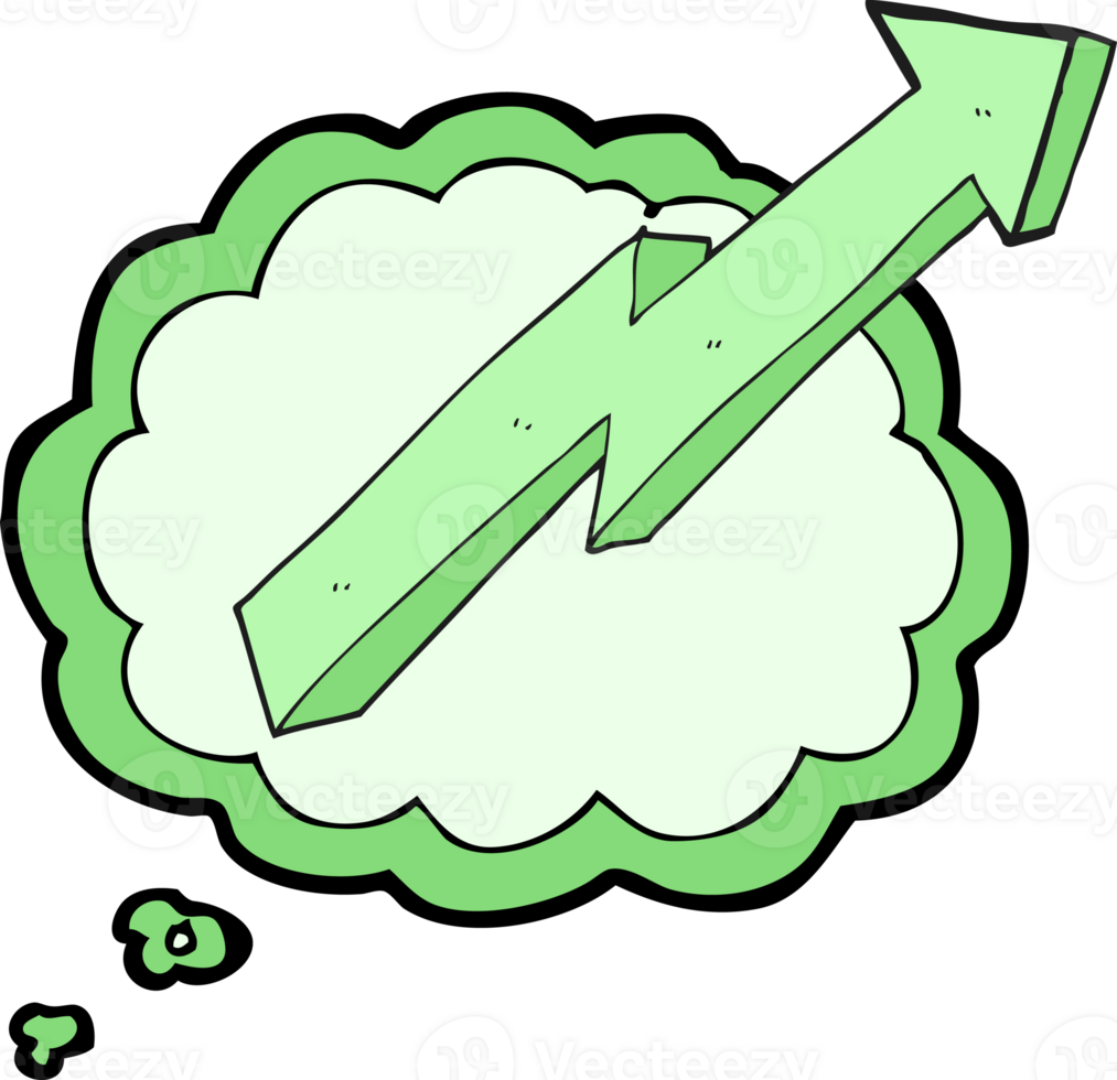 hand drawn thought bubble cartoon arrow up trend png